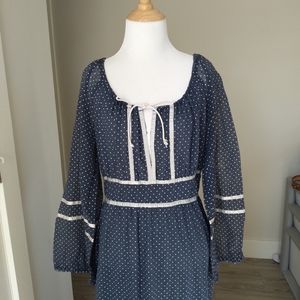 VTG Gunne Sax Style Polka Dot Boho Dress
